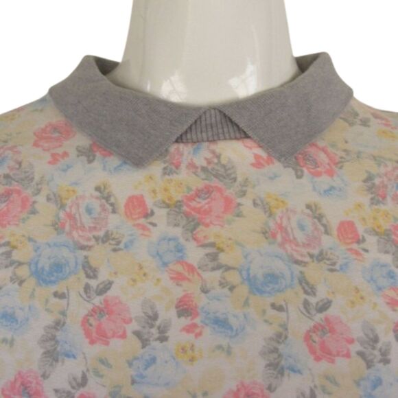 Vintage Granny Sweatshirt, L, multicolor Floral, Gray collar/cuffs, NAF NAF - Picture 5 of 13
